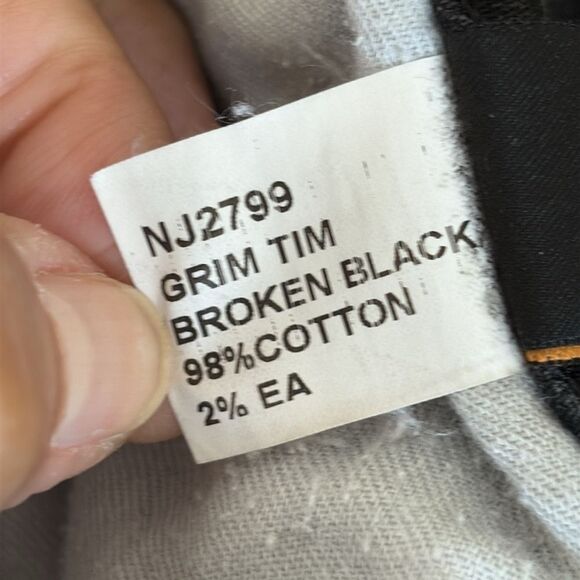 Nudie Grim Tim Broken Black Button Fly Jeans - Picture 12 of 16